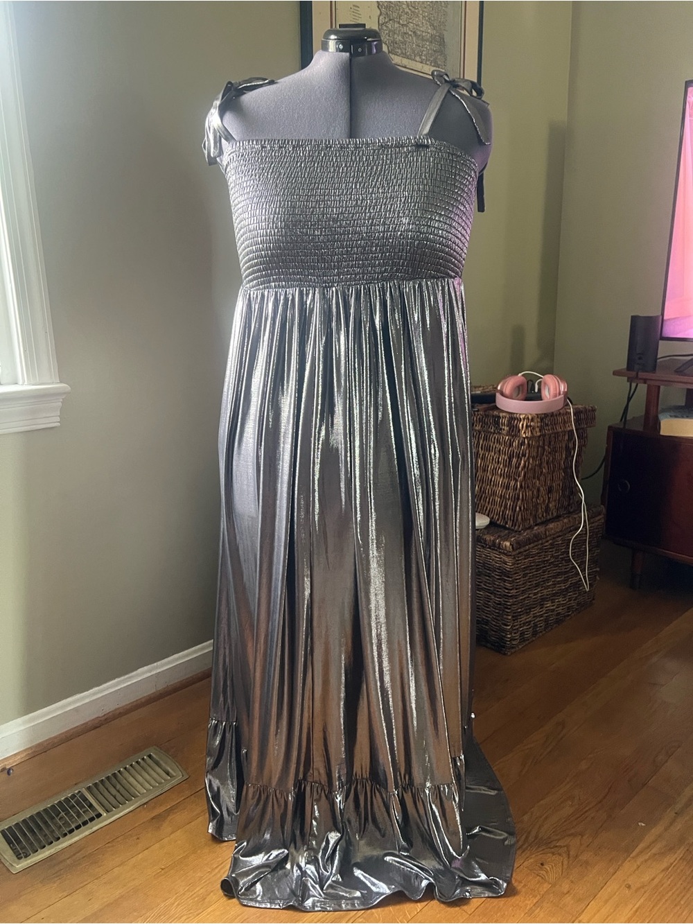 Torrid Metallic Silver Maxi Dress